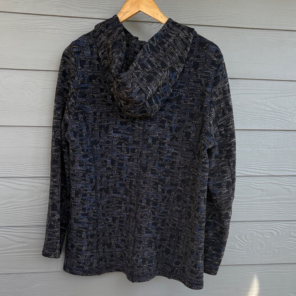 Elliott Lauren Hooded Zip Jacket | Textured Knit Black Blue With Pockets  | XL - Picture 10 of 10